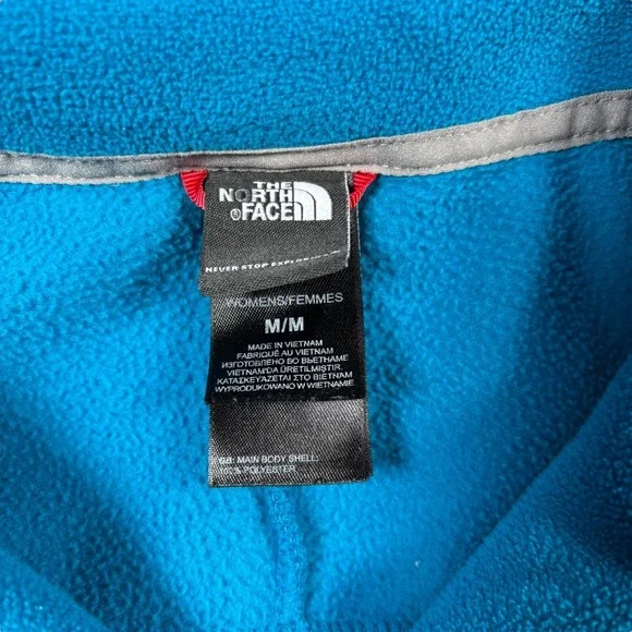 The North Face Turquoise Blue Fleece 1/4 Zip Pullover Jacket Women's Sz M TNF‎ - Picture 4 of 8